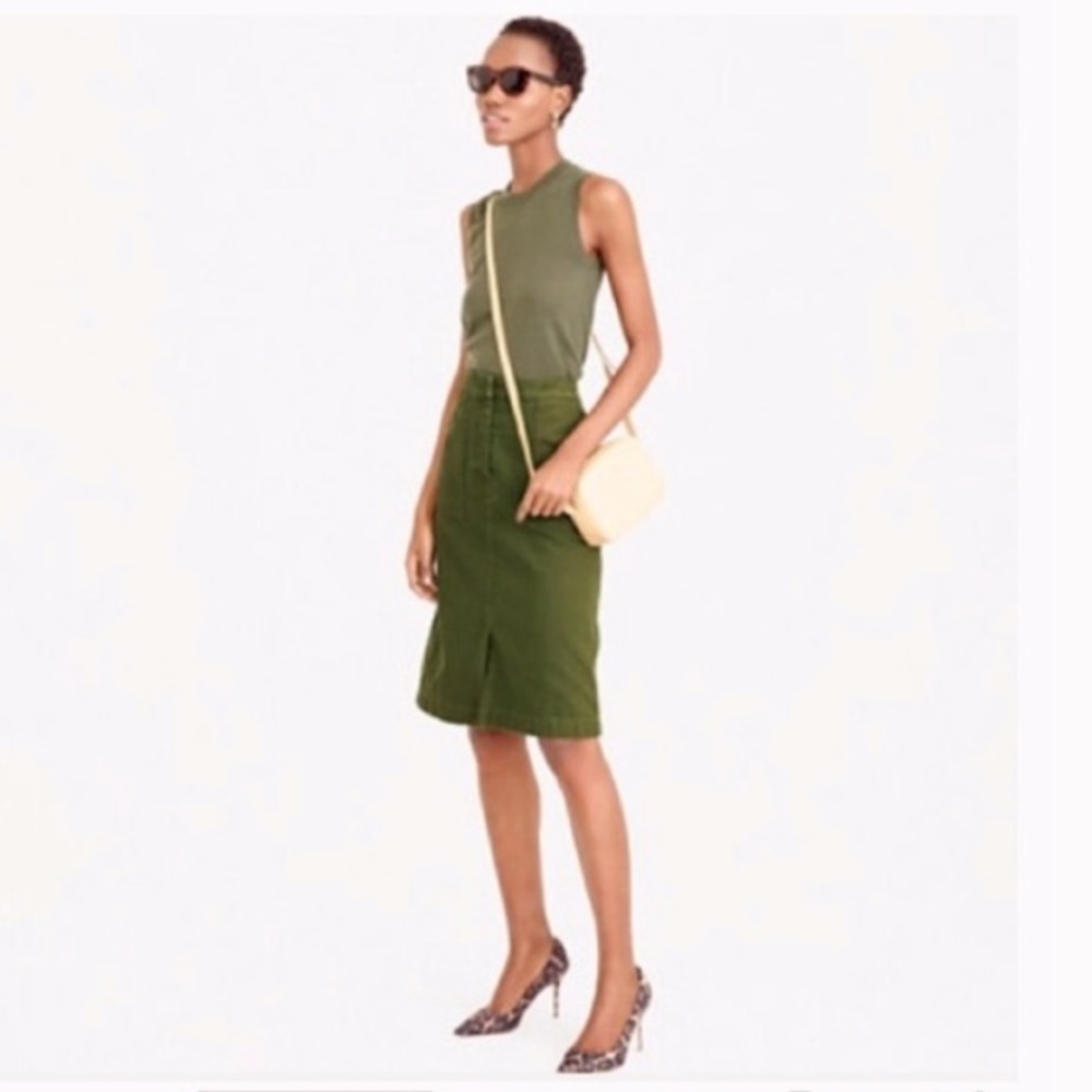 J.Crew khaki midi skirt with front slit